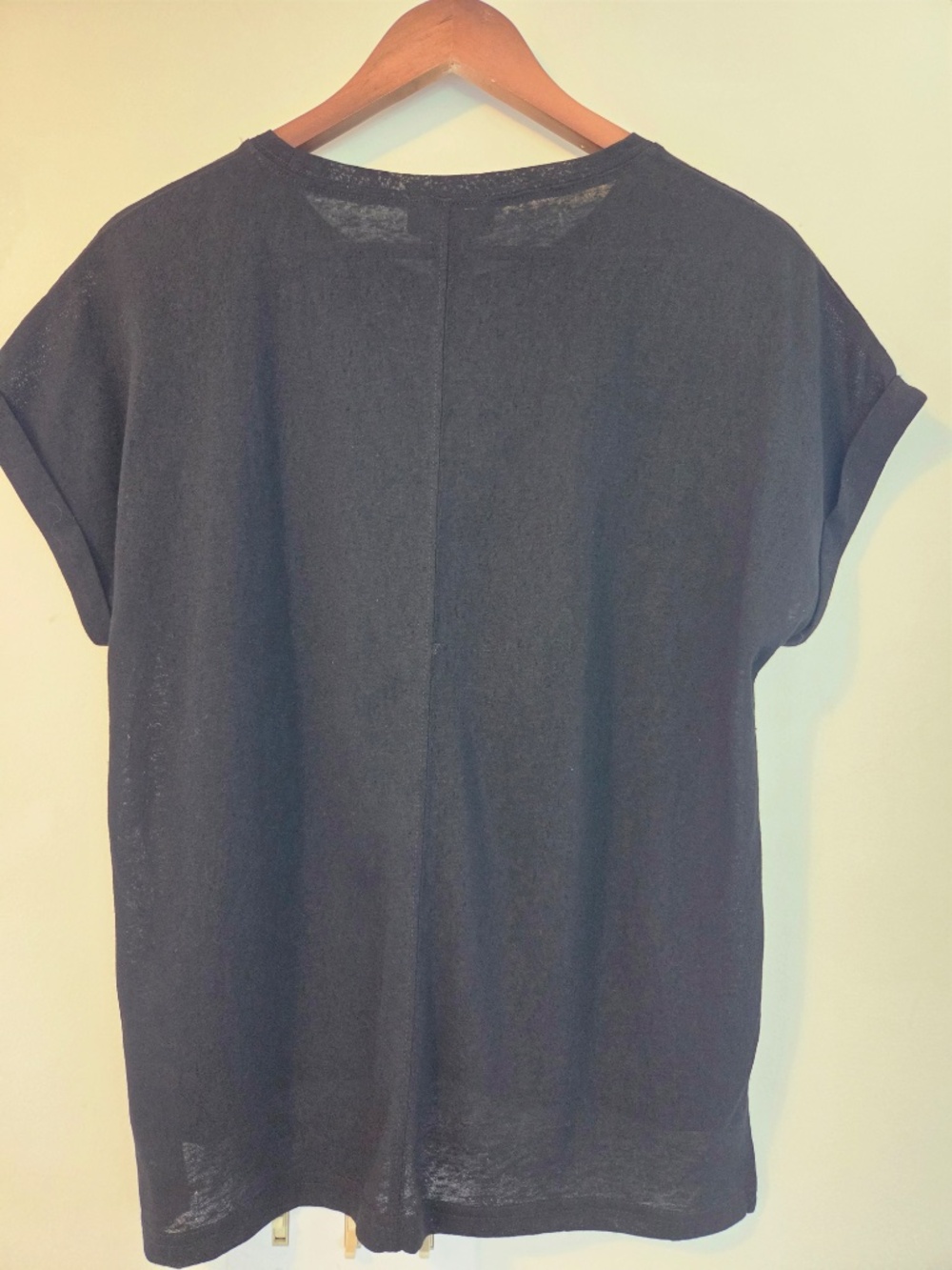 TWO Linen T-shirts/tops M blue/black Alison Sheri hi/low dolman sleeve coastal - Picture 9 of 10
